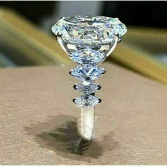 Celeste White Sapphire Cocktail/ Engagement Ring - Picture 7 of 13